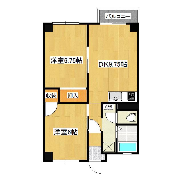 エムリンクビル(2DK/5階)の間取り写真