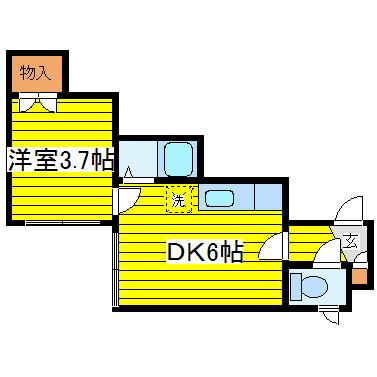 プラザイン N14(1DK/2階)の間取り写真