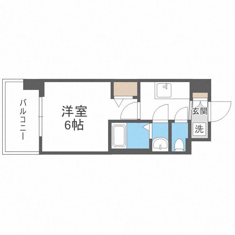 ドルチェヴィータ北浜(1K/3階)の間取り写真