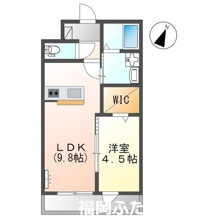サクラ―レ 高宮(1LDK/2階)の間取り写真