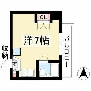 GRACIA上飯田(ワンルーム/1階)の間取り写真