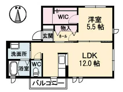 ドゥ・カショー エプ(1LDK/2階)の間取り写真