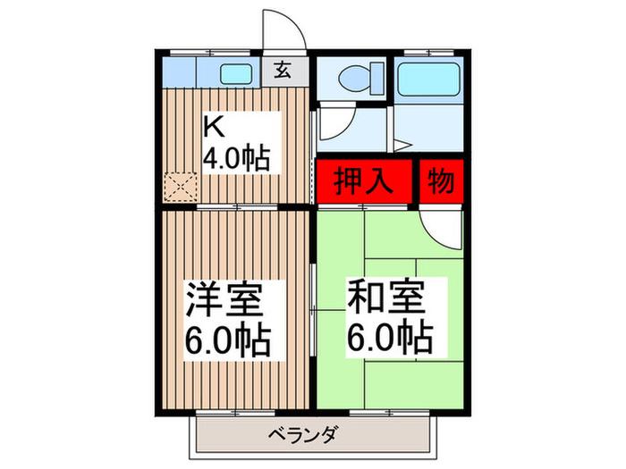 レジデンス川寺(2K/2階)の間取り写真