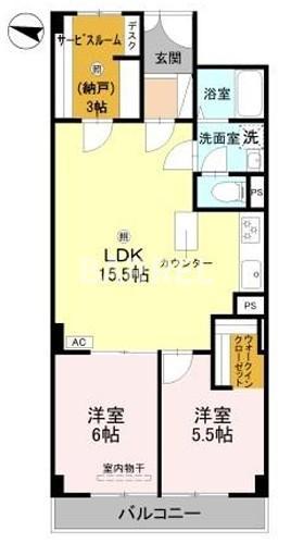 三ツ池台マンション(2SLDK/6階)の間取り写真