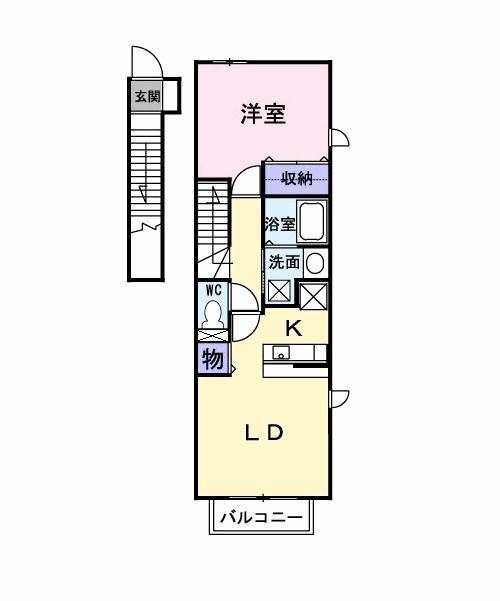 名鉄豊田線 黒笹駅 徒歩50分 2階建 築19年(1LDK/2階)の間取り写真