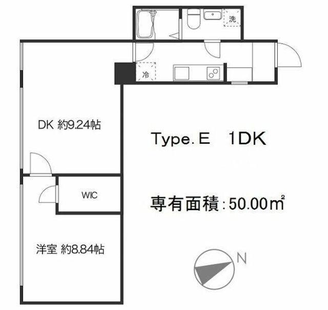 ケイト門仲(1DK/3階)の間取り写真