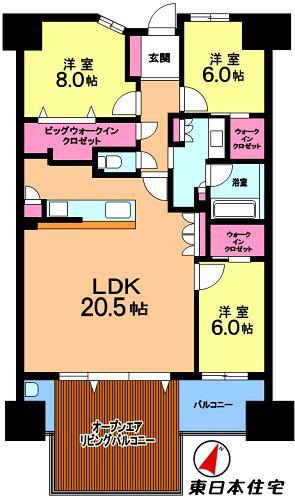 ヴェレーナシティ千葉NT中央ザ・フロント(3LDK/7階)の間取り写真