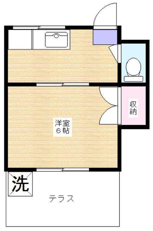 第2羽根木コーポ(1K/1階)の間取り写真