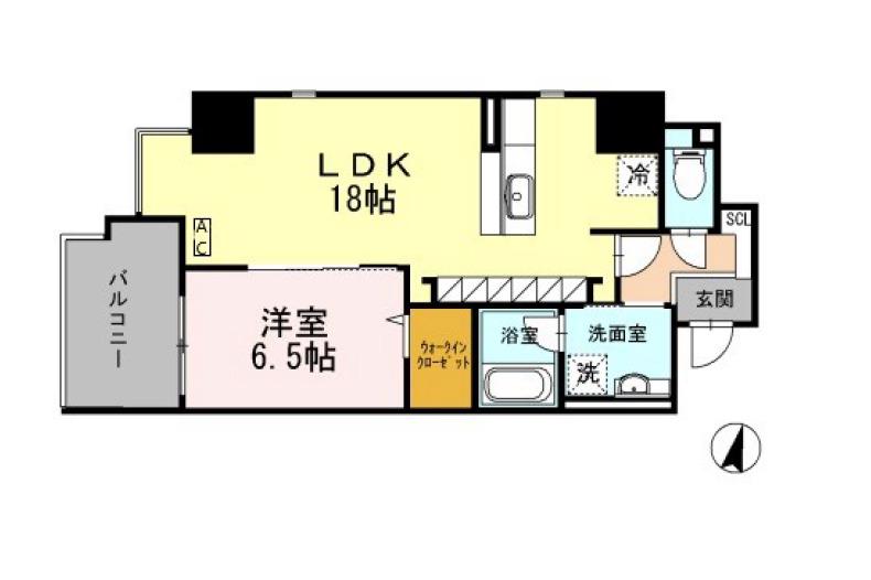 ワイズコート東梅田(1LDK/7階)の間取り写真