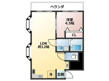 紀陽ハイツ(1LDK/1階)の間取り写真