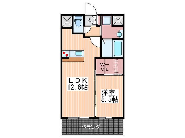 グランディール東蟹屋(1LDK/10階)の間取り写真