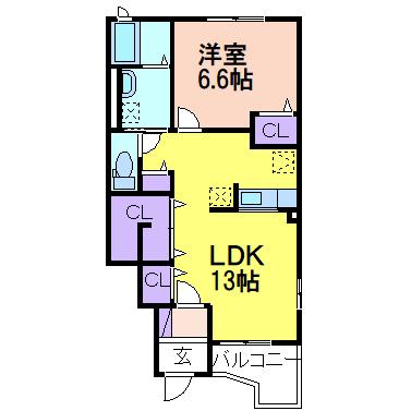 アスカ B(1LDK/1階)の間取り写真