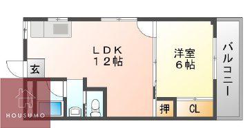 大幸ハイツ(1LDK/4階)の間取り写真