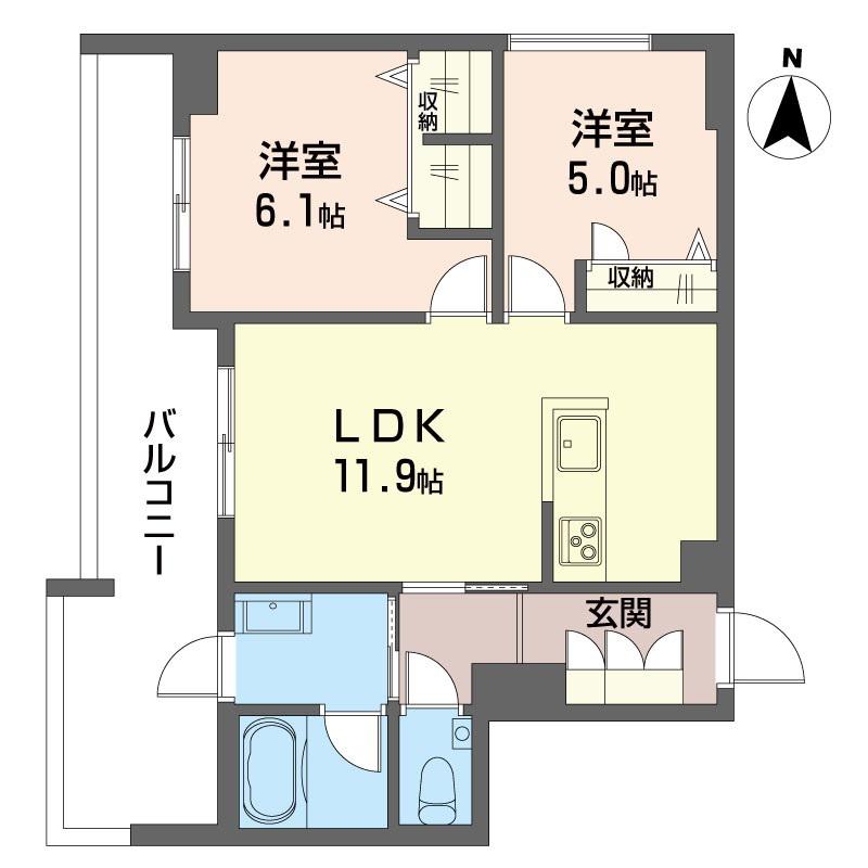 マーリエ(2LDK/2階)の間取り写真