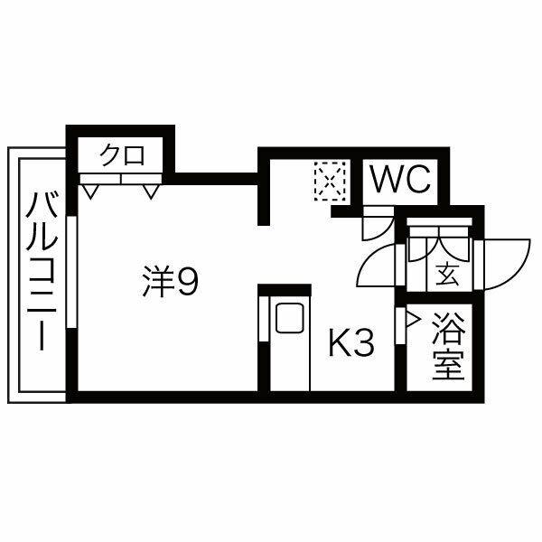 ローレル平岸(1K/2階)の間取り写真