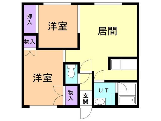 バルビゾン(2DK/1階)の間取り写真