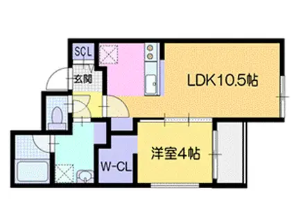 ノルデスタ千歳(1LDK/2階)の間取り写真