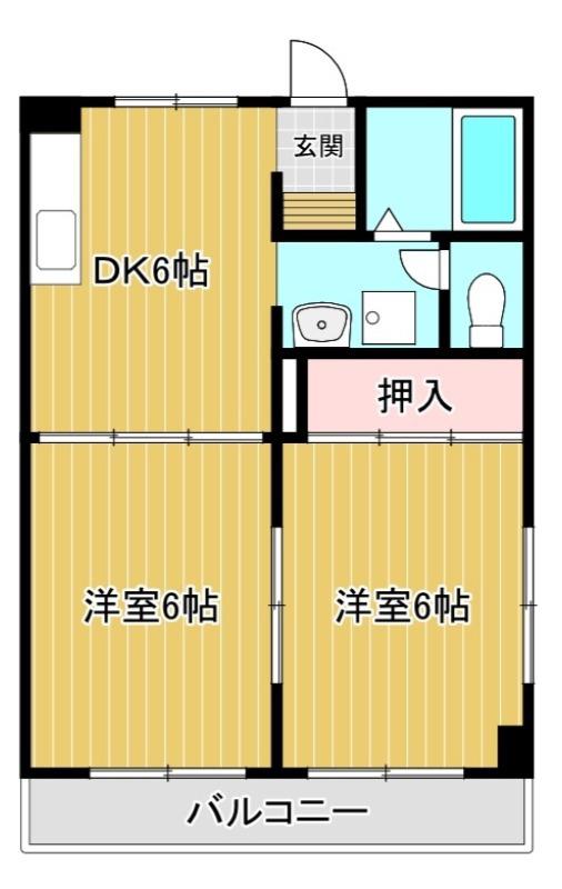 宝寿マンション(2DK/3階)の間取り写真