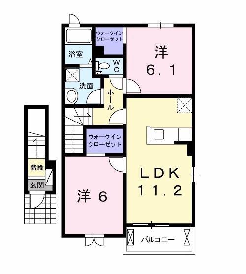 アルメリア(2LDK/2階)の間取り写真