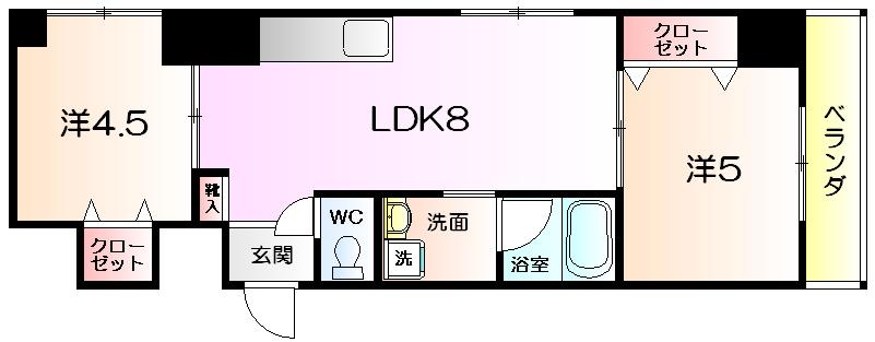 シティーコート南瓦町Ⅱ(2LDK/3階)の間取り写真