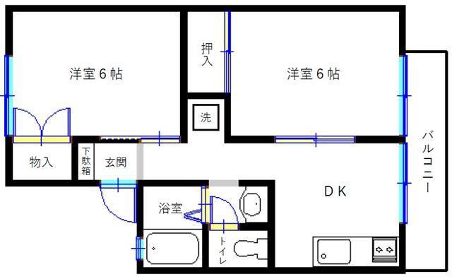 ダイシンハウスV(2DK/2階)の間取り写真