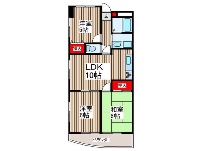 スプリングビル(3LDK/3階)の間取り写真