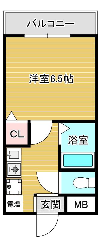 クロスロード北池田(1K/3階)の間取り写真