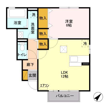 エスペランサB(1LDK/1階)の間取り写真