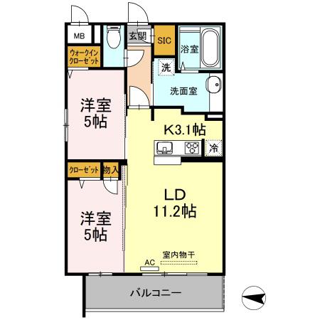 アン・シャトウ(2LDK/2階)の間取り写真