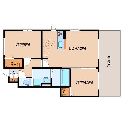 サニーヒル25 C棟(2LDK/1階)の間取り写真