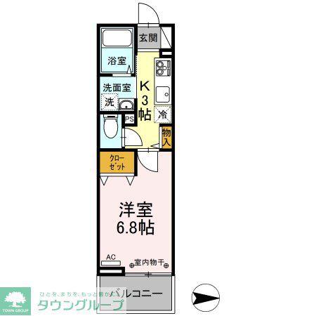 ビューテラス(1K/3階)の間取り写真