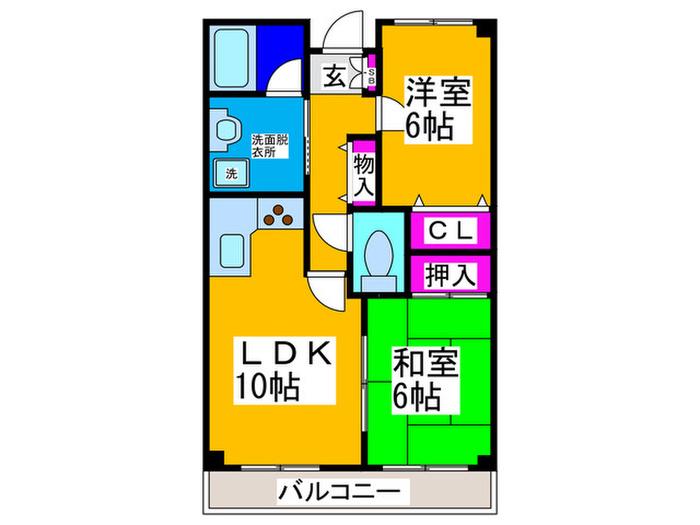 プライムコート(2LDK/2階)の間取り写真