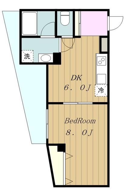 ヴェルヒルズ町田(1DK/2階)の間取り写真