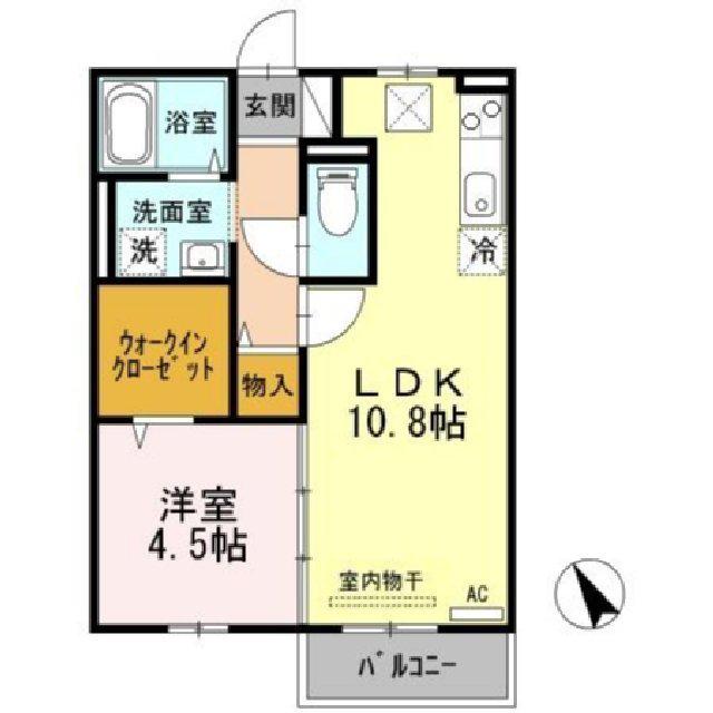 オーシャンヴューB棟(1LDK/1階)の間取り写真
