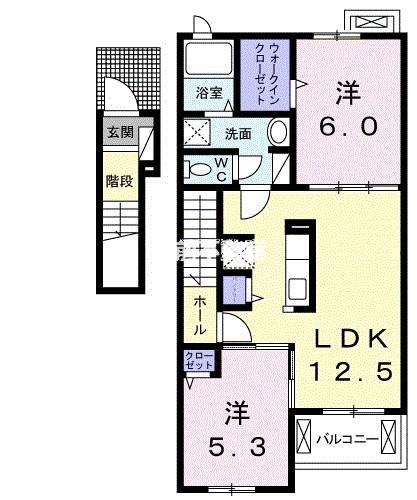 ノイエツァイトV B(2LDK/2階)の間取り写真