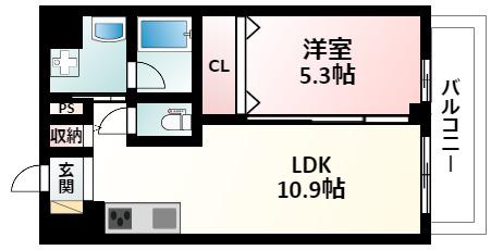 シャーメゾンサクセス新大阪(1LDK/7階)の間取り写真