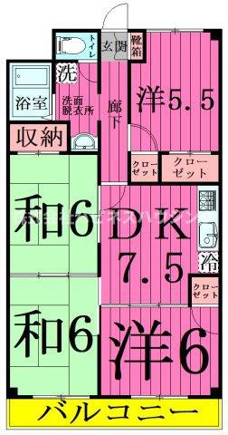 INSURANCEBLDG.XVIシ(4DK/1階)の間取り写真