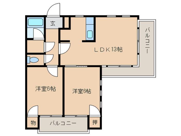 河上マンション(2LDK/3階)の間取り写真