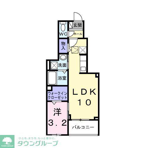 エヴァーガーデン町屋(1LDK/1階)の間取り写真