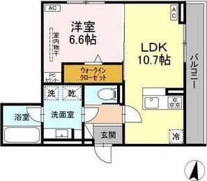 セレスティア苗代(1LDK/3階)の間取り写真