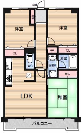ファインビュー千葉(3LDK/7階)の間取り写真
