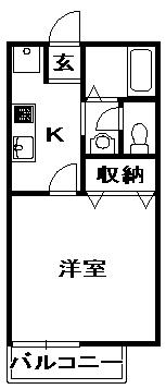 メゾクレールナカモトB(1K/1階)の間取り写真