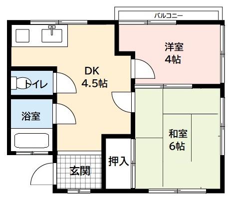 ゆうなぎ荘(2K/2階)の間取り写真