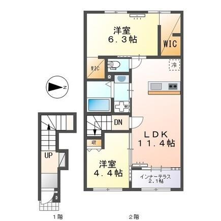 沼津市東椎路アパート(2LDK/1階)の間取り写真