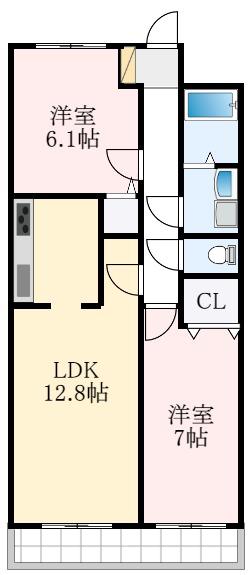 ボナール西山台(2LDK/1階)の間取り写真