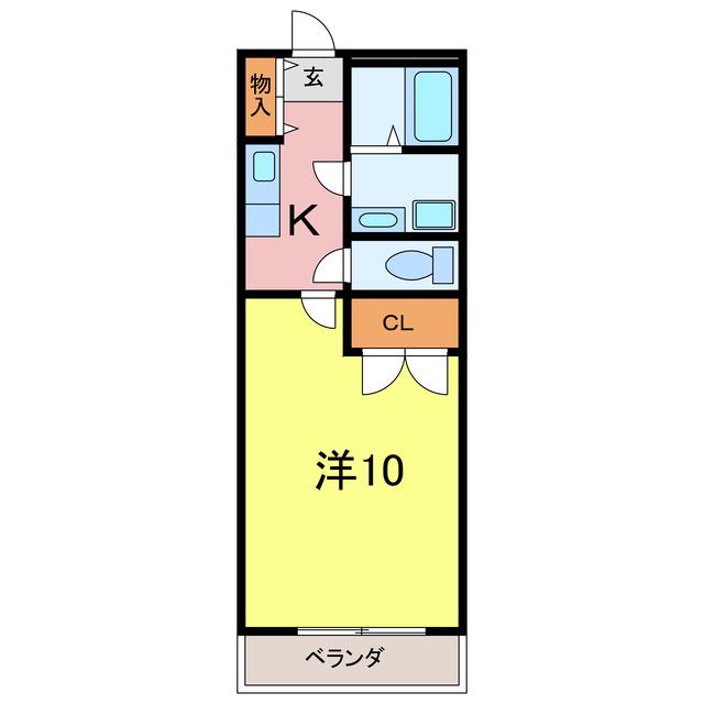 グリーンバード3(1K/2階)の間取り写真