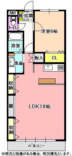 SURPLUS THREEハイマート明金A(1LDK/2階)の間取り写真