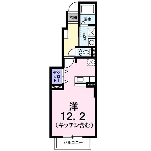 ジェルメ II(ワンルーム/1階)の間取り写真