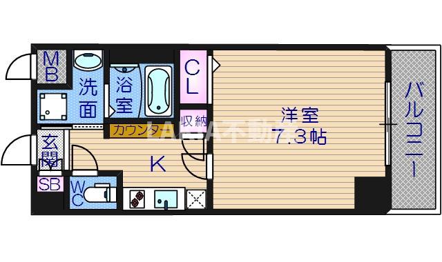 アクアプレイス天王寺EYE(1K/4階)の間取り写真