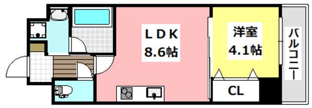 箕面PLEASANT(1LDK/2階)の間取り写真